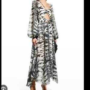 Patbo Alessandra Ambrosiso cutout zebra jersey and chiffon maxi dress size m
